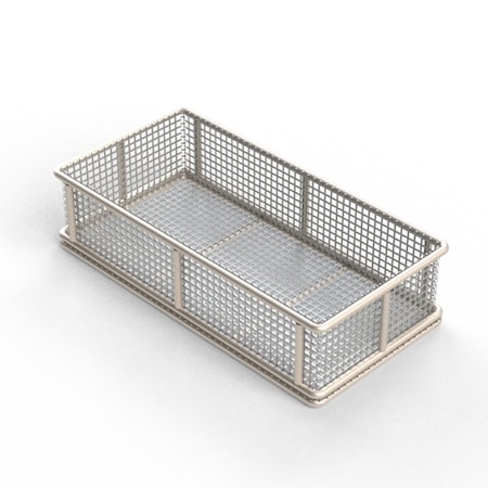 Anysizebasket Rectangular Wire Mesh Basket: 12Lx6Wx3H, 304 SS, 1/4 Rod Frame, No Handles, Mesh: 2 x .063 TMT-120060030-N02S